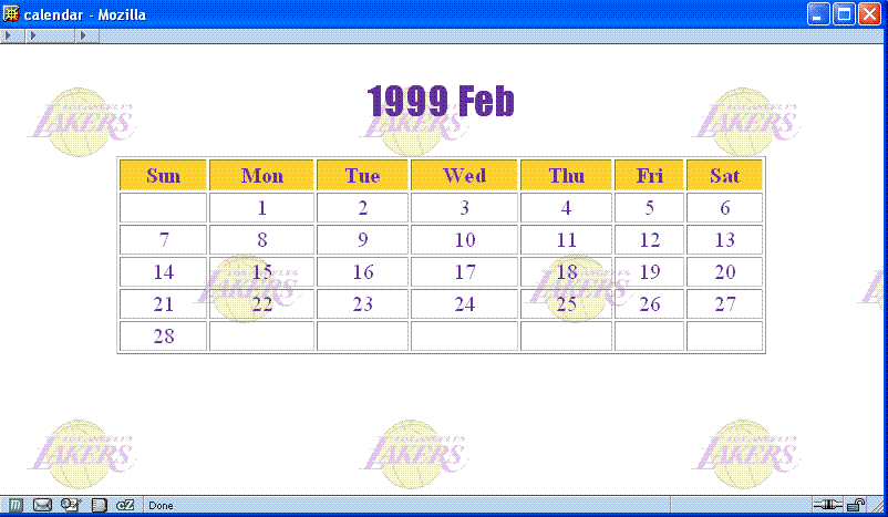 [Lakers Calendar]